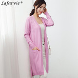 Lafarvie 2017 Autumn &amp; Winter Cashmere Blended Knitted Sweater Women Cardigan Standard Loose Solid Color Sweaters Female Jacket
