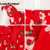 LadySymbol Red Floral Print Ruffle Off Shoulder Women Rompers Jumpsuit V Neck Summer 2017 Sexy Beach Short Casual Playsuit Girl LadySymbol Red Floral Print Ruffle Off Shoulder Women Rompers Jumpsuit V Neck Summer 2017 Sexy Beach Short Casual Playsuit Girl