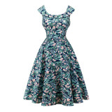 Kostlish Floral Print Women Summer Dress Audrey Hepburn 50s 60s Vintage Dress Women 2017 A-Line Party Dresses Sundress Female