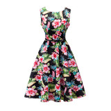 Kostlich Summer Dress Women Retro Cotton Floral Print 50s 60s Vintage Dress With Belt Sleeveless Elegant Party Dresses Sundress