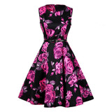 Kostlich Summer Dress Women Retro Cotton Floral Print 50s 60s Vintage Dress With Belt Sleeveless Elegant Party Dresses Sundress
