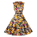 Kostlich Summer Dress Women Retro Cotton Floral Print 50s 60s Vintage Dress With Belt Sleeveless Elegant Party Dresses Sundress
