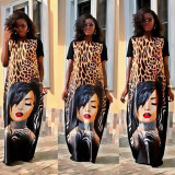 Kostlich Women Dress O-Neck Leopard Beauty Print Dress Women Maxi Long Dresses Plus Size Loose Casual Womens Clothing Sundress Kostlich Women Dress O-Neck Leopard Beauty Print Dress Women Maxi Long Dresses Plus Size Loose Casual Womens Clothing Sundress