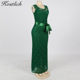 Kostlich Summer Women Long Dress 2017 UK Green Elegant Prom Fashion Casual Ladies Maxi Clothes Evening Party O-Neck Lace Dresses