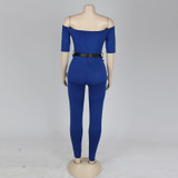 Kostlich Romper Jumpsuit Women 2017 Fashion Summer Rompers Womens Jumpsuit Slash Neck Women Sexy Jumpsuits With Belt Clothes