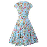 Kostlich Floral Print Summer Sundress 2017 Short Sleeve Belt Tunic Vintage Dress Women Elegant Swing Rockabilly Party Dresses