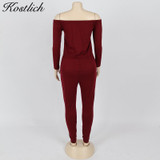 Kostlich Autumn 2017 Women Rompers Off Shoulder Long Sleeve Jumpsuit Romper Sexy Women Clothes 5 Colors Rompers Womens Jumpsuit