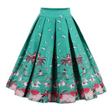 Kostlich 18 Style Retro Print Flower Summer Skirts Womens 2018 High Waist Vintage Skirt Elegant A-Line Midi Women Skirt S-XXL
