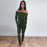Kostlich Autumn 2016 Women Rompers Off Shoulder Long Sleeve Jumpsuit Romper Sexy Women Clothes 5 Colors Rompers Womens Jumpsuit