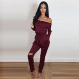 Kostlich Autumn 2016 Women Rompers Off Shoulder Long Sleeve Jumpsuit Romper Sexy Women Clothes 5 Colors Rompers Womens Jumpsuit