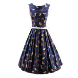 Kostlich 2017 Retro Summer Dress Women Sleeveless A-Line Vintage Dress With Belt Bird Print Ladies Casual Dresses Plus Size 3XL