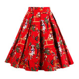 Kostlich 18 Style Retro Print Flower Summer Skirts Womens 2017 High Waist Vintage Skirt Elegant A-Line Midi Women Skirt S-XXL
