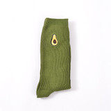 Korean Women's Kawaii Embroidery Fruit Knee Socks Cute Female Avocado Banana Cherry Peach Cartoon Long Sock Pink Cotton Sock