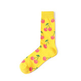 Korean Women's Kawaii Embroidery Fruit Knee Socks Cute Female Avocado Banana Cherry Peach Cartoon Long Sock Pink Cotton Sock