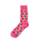 Korean Women's Kawaii Embroidery Fruit Knee Socks Cute Female Avocado Banana Cherry Peach Cartoon Long Sock Pink Cotton Sock