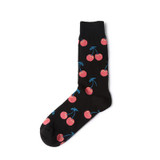 Korean Women's Kawaii Embroidery Fruit Knee Socks Cute Female Avocado Banana Cherry Peach Cartoon Long Sock Pink Cotton Sock
