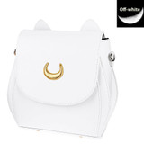 Korean Women Backpack PU Leather Sailor Moon Backpack Multifunction Black White Luna Cat Ladies Backpack Girls Travel Back Pack