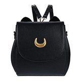 Korean Women Backpack PU Leather Sailor Moon Backpack Multifunction Black White Luna Cat Ladies Backpack Girls Travel Back Pack