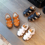 Leather Sandals Boys New 100% Soft Leather in Summer Boys&amp;girls Children Beach Shoes Kids Sport Sandals
