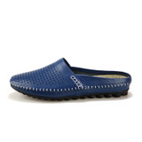 Leather Loafers Men Shoes Fashion Summer Breathable Flats Shoes Men's Slipper Cool Comfortable Slides Outdoor Casual Flip Flops