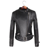Leather Jackets Women 2017 Spring Autumn Rivet Zipper Motorcycle Faux Leather Coat Female Paragraph Lapel Jacket Coat