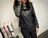 Leather Jackets Women 2017 Fashion Rivet Zipper Soft Motorcycle Faux Leather Coat Female Paragraph Lapel PU Jacket