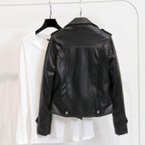 Leather Jackets Women 2017 Fashion Rivet Zipper Soft Motorcycle Faux Leather Coat Female Paragraph Lapel PU Jacket