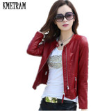 Leather Jacket Women Spring Autumn 2017 New Fashion Leather Coat Short Slim Motorcycle Leather Clothing Female Outerwear A0330