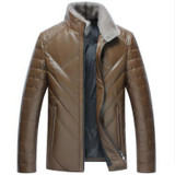 Leather Jacket Men Winter Sheep skin Jacket and Coat Thickening White Duck Down Warm Skin Lamb Fur Trench Coat Plus Size 4XL