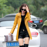 Leather Coats Women Long with Belt  Leather Jacket Turn-Down Collar Jaqueta Couro Jaqueta De Couro Feminina CJJ0018
