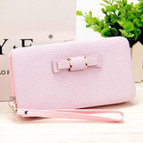 Leather Bowknot design Long women wallets,lady's day clutch,evening bag,cell phone cases.Large Capacity Wallet Box,card holder