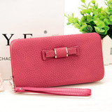 Leather Bowknot design Long women wallets,lady's day clutch,evening bag,cell phone cases.Large Capacity Wallet Box,card holder