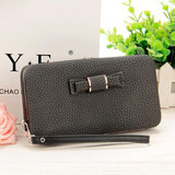 Leather Bowknot design Long women wallets,lady's day clutch,evening bag,cell phone cases.Large Capacity Wallet Box,card holder