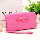Leather Bowknot design Long women wallets,lady's day clutch,evening bag,cell phone cases.Large Capacity Wallet Box,card holder