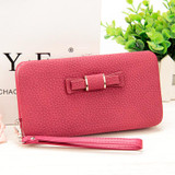 Leather Bowknot design Long women wallets,lady's day clutch,evening bag,cell phone cases.Large Capacity Wallet Box,card holder
