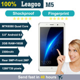 Leagoo M5 Shockproof Smartphone 3G WCDMA 5.0" HD Android 6.0 MTK6580 Quad Core 2GB+16GB Fingerprint 8MP 2300mah GPS Mobile Phone