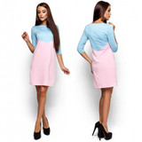 LDZHPS 2017 Autumn Winter Women Dress Sexy Casual Patchwork Mini Dress O-Neck Three Quarter Sleeve Straight Dress Vestidos