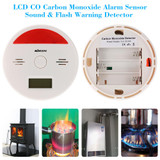 LCD Display CO Detector Carbon Monoxide Alarm Sensor Sound & Flash Warning Poisoning Smoke Gas Tester Monitor Detector