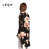LBQH 2017 autumn The New Ms fashion Sexy Long sleeves Brands dress high quality printing Chiffon Women T-shirts Dresses