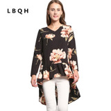 LBQH 2017 autumn The New Ms fashion Sexy Long sleeves Brands dress high quality printing Chiffon Women T-shirts Dresses