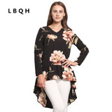 LBQH 2017 autumn The New Ms fashion Sexy Long sleeves Brands dress high quality printing Chiffon Women T-shirts Dresses