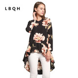 LBQH 2017 autumn The New Ms fashion Sexy Long sleeves Brands dress high quality printing Chiffon Women T-shirts Dresses