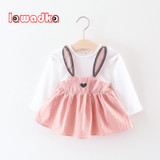 Lawadka Cute Rabbit Ear Baby Dress Cotton Cartoon Baby Girls Party Dress Autumn Baby Princess Infant Dresses