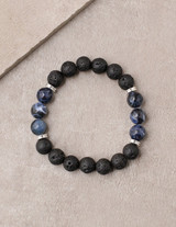 Lava and Sodalite Bead Bracelet