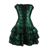 LAUWOO Sexy Overbust Corset And Bustier Lace Evening Women Casual Dress Plus Size Push Up Gothic Corset Dress With Tutu Skirt