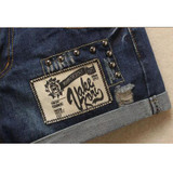 LAUWOO 2017 Summer Women's Trendy Hole Denim Shorts Retro patch Shorts Black rivet Jean Low waist Shorts Without Belt LAUWOO 2017 Summer Women's Trendy Hole Denim Shorts Retro patch Shorts Black rivet Jean Low waist Shorts Without Belt