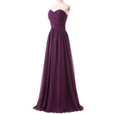 Latest High Quality Sweetheart A Line Floor Length Long Chiffon Purple Evening Dress Stock Formal Party Gown Prom Dresses 2017