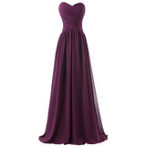 Latest High Quality Sweetheart A Line Floor Length Long Chiffon Purple Evening Dress Stock Formal Party Gown Prom Dresses 2017