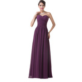 Latest High Quality Sweetheart A Line Floor Length Long Chiffon Purple Evening Dress Stock Formal Party Gown Prom Dresses 2017