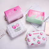 DUDINI Creative Lady Strawberry Cosmetic Bag Large Capacity Storage Bags Women Portable Leather Travel Toiletry Bag Make Up Bags